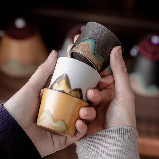 Handpainted Mountain Ceramic Teacup Chinese Gongfu Tea Cup