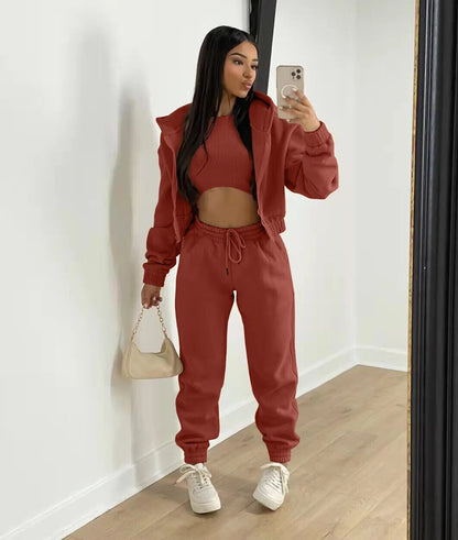 3Piece Sets Women Tracksuit Suit Trouser Set Sweatshirt Sports Sportswear