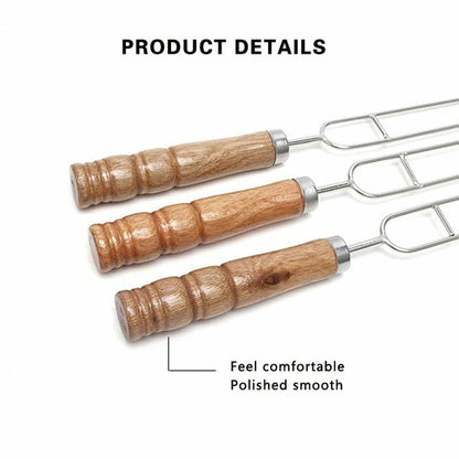 BBQ Forks 5pcs U-Shape Roasting Stainless Steel Barbeque Skewers Outdoor Cooking