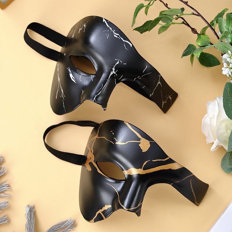 Marble & Galaxy Print Half Face Masquerade Mask for Halloween Party