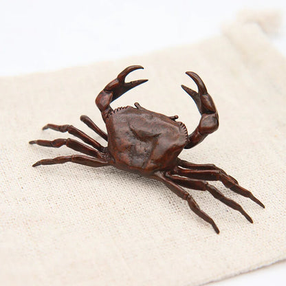 Pure Copper Solid Crab Simulation Animal Model Statue Mini Tea Favor Ornaments