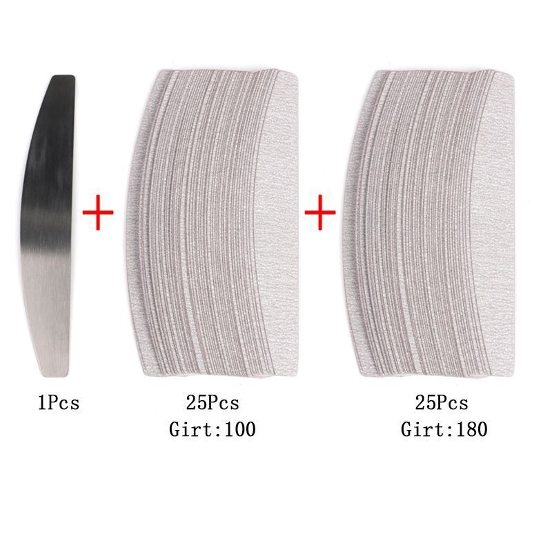 Nail Files 50-100Pcs Gray Removable Pads Metal Handle Replacement Sandpaper Tool