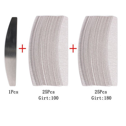 Nail Files 50-100Pcs Gray Removable Pads Metal Handle Replacement Sandpaper Tool