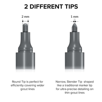 Water Based Grout Marker - 2 PCS with 8 Tips, Dark Gray