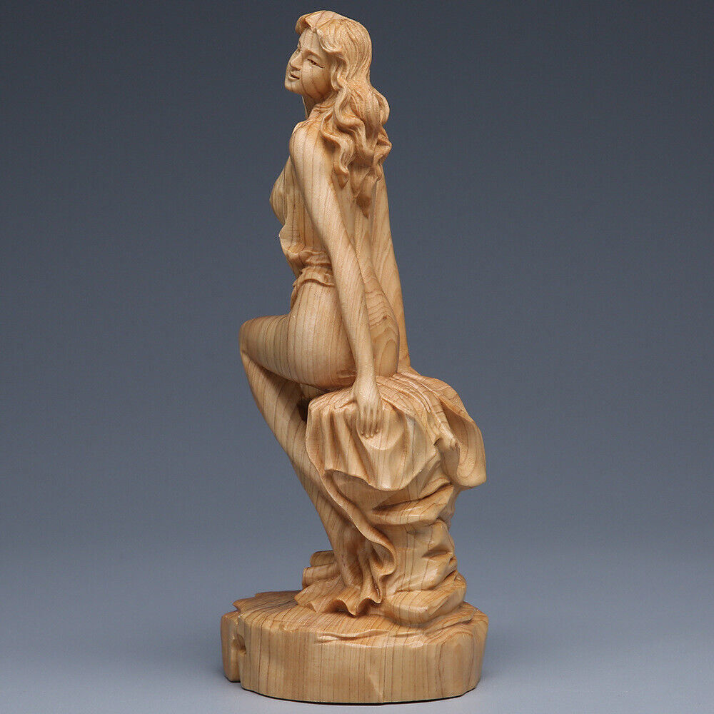 Thuja Wood Carving Solid Wood Beauty Figure Goddess Doll Statue Decoration