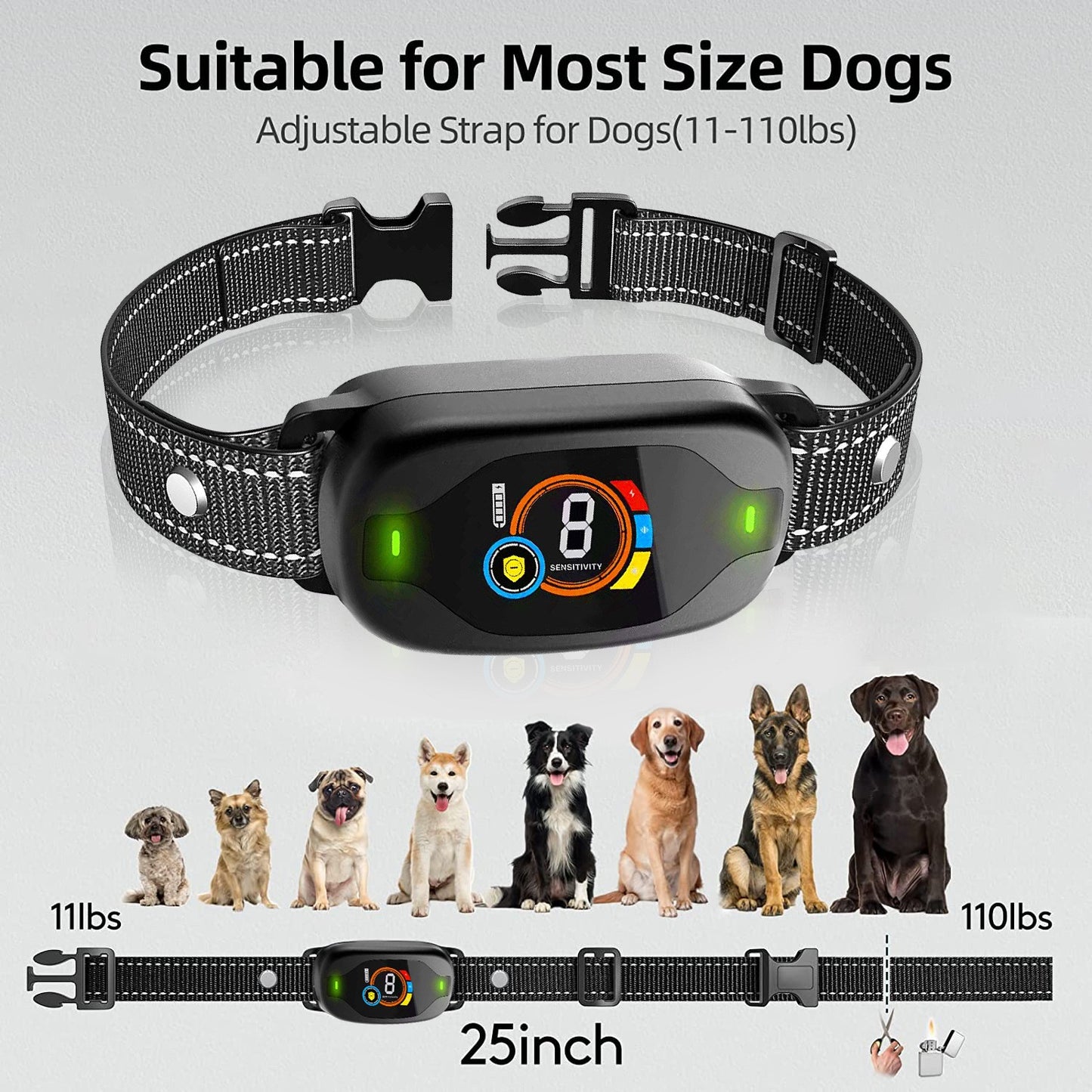 Dog Bark Collar for Large Medium Small Dogs Smart Anti Barking Training Collar