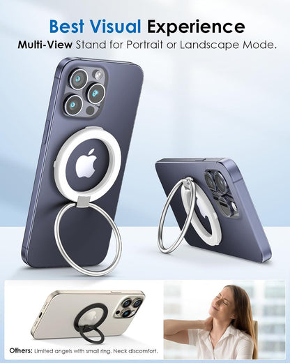 Upgraded Magsafe Phone Ring Holder - Magnetic Grip Stand & Finger Kickstand, Dua