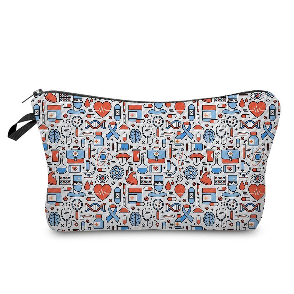 Polyester Printed Bag Makeup Traveling Case Toiletry Kit Cosmetic Storage Purse