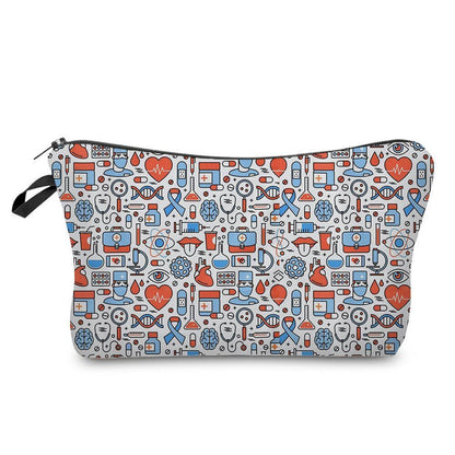 Polyester Printed Bag Makeup Traveling Case Toiletry Kit Cosmetic Storage Purse