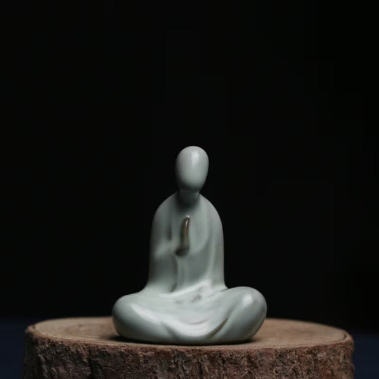 Ru Kiln Ceramic Tea Pet Buddha Zen Tea Play Accessories