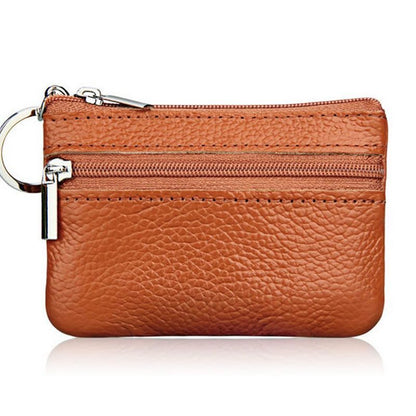 Soft Men Women Card Coin Key Holder Zip Wallet Pouch Bag Purse 10.7*7.3cm Purple