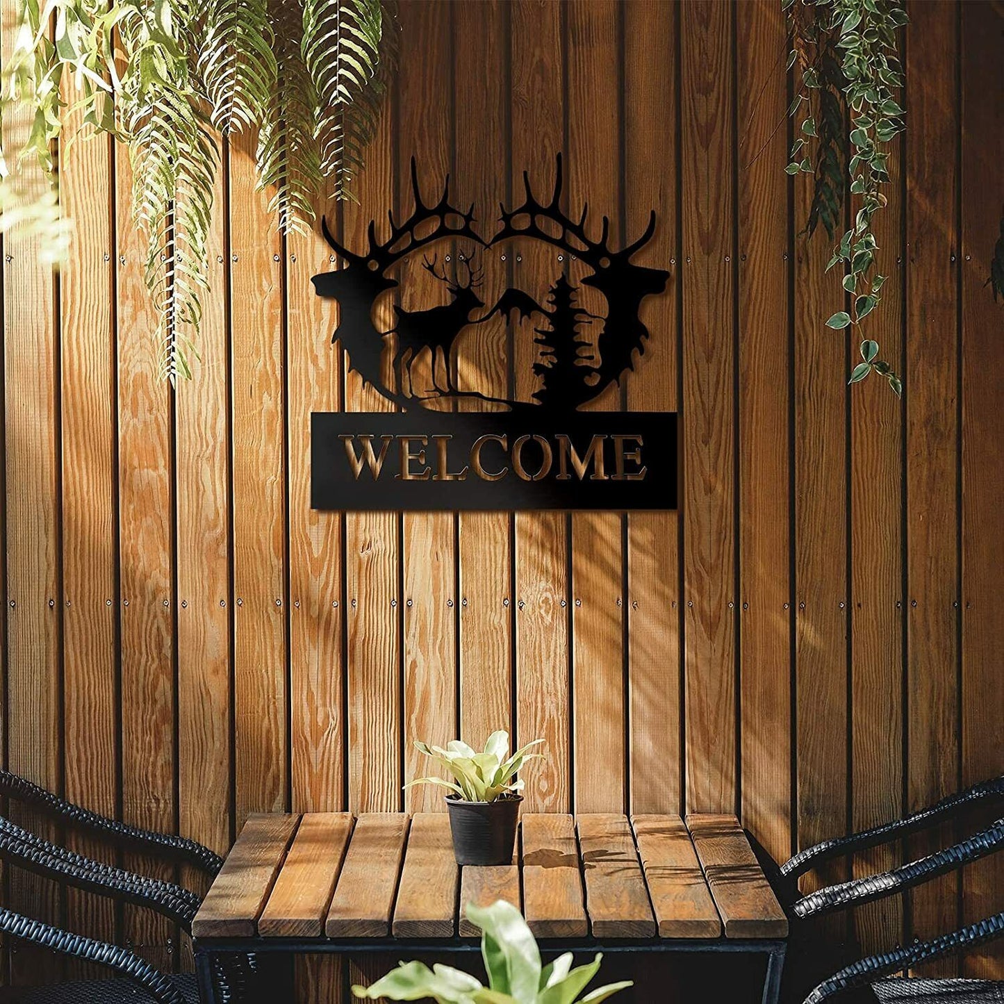Deer Metal Wall Art Deer Pine Tree Wall Decor Metal Deer Welcome Sign