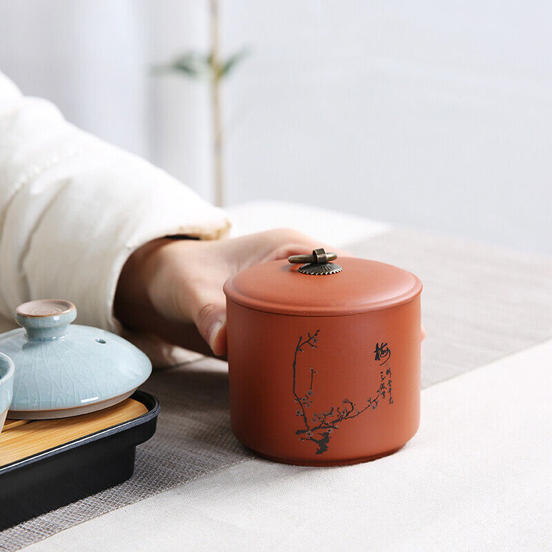 1pc Purple Clay Tea Jar Travel Tea Bag Storage Box Portable Sealed Tea Caddy