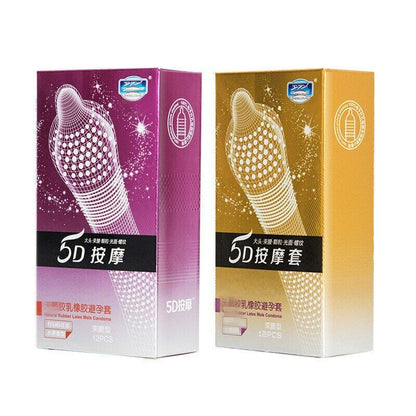 Latex Condoms For Men 3D/5D Spike Dotted Ribbed G-Spot Contraceptive Condoms