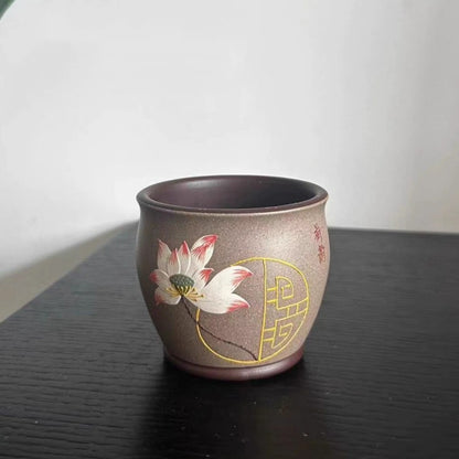 200ml Chinese Tea Cup Handmade Lotus Flower Relief Original Ore Yixing Zisha Cup