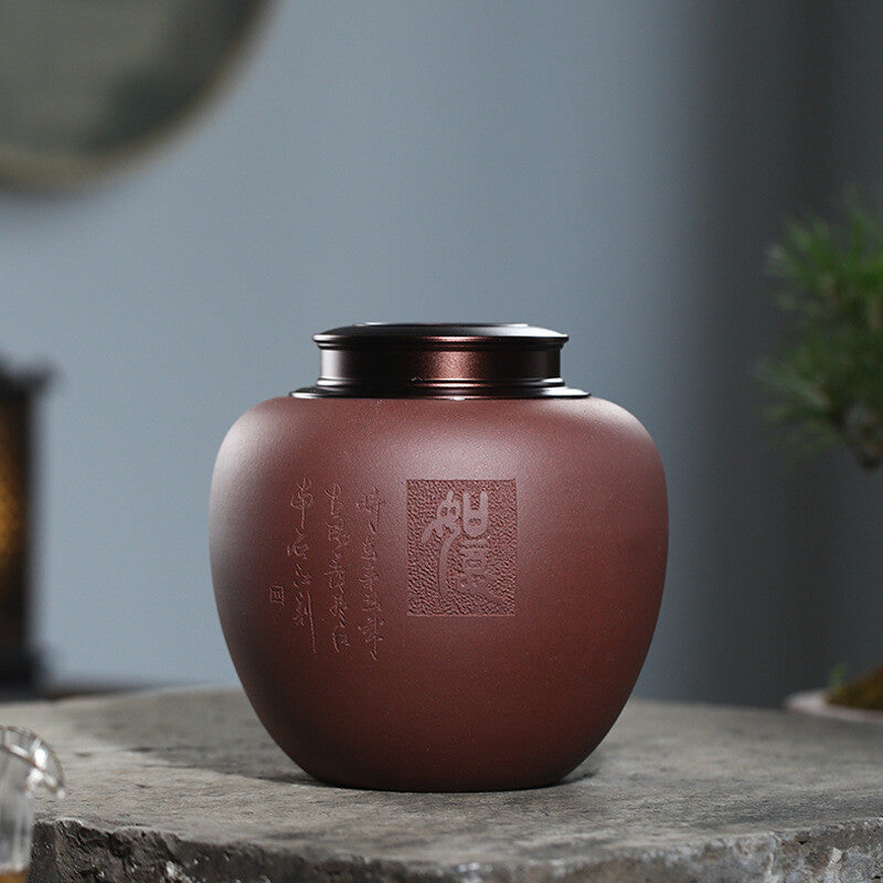Sealed Tea Canister With Lid Chinese Yixing Zisha Purple Clay Awakening Tea Jar