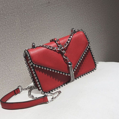 2 Layers Fringe Tassel Synthetic Leather Handbag Vintage Shoulder Bag 17*14*6 CM