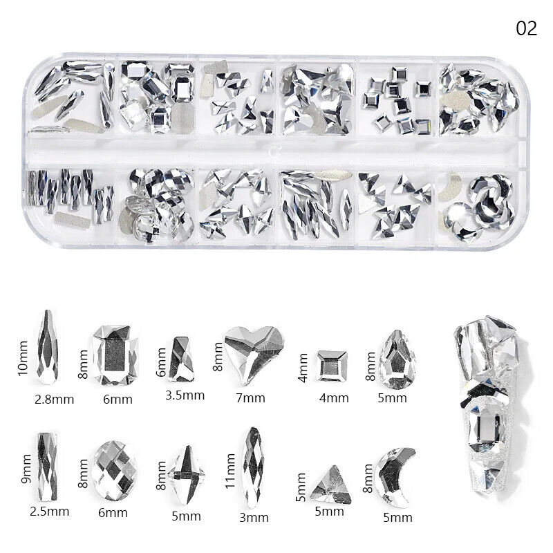 Nail Charms 30Pcs Boxed Luxury Shiny Planet Alloy 3D Art Rhinestones Bling Decor