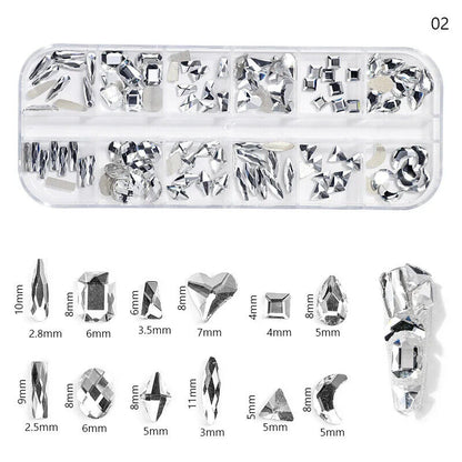 Nail Charms 30Pcs Boxed Luxury Shiny Planet Alloy 3D Art Rhinestones Bling Decor
