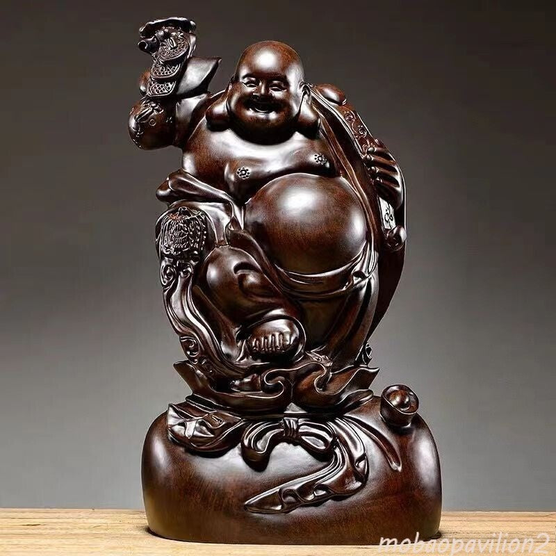 chinese black sandalwood wood carving Maitreya buddha Home Decoration