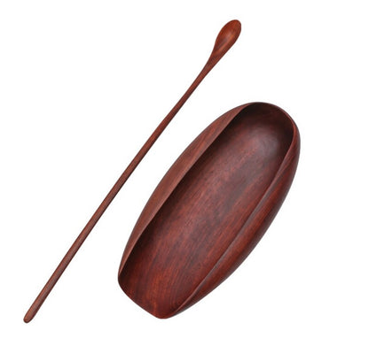 Chinese Rosewood Carved Spoon Wood Shovel Tea Coffee Powder Scoop Tool Zen