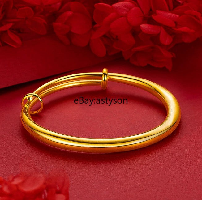Solid round push-pull 24K Gilding Yellow Gold Plated Bracelet Jewelry