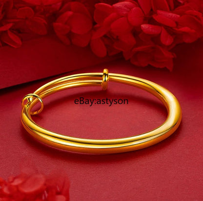 Solid round push-pull 24K Gilding Yellow Gold Plated Bracelet Jewelry