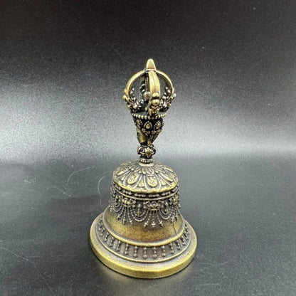 China Tibetan Antique Copper Statue Demon Subduing Golden Bell Vajra Pestle
