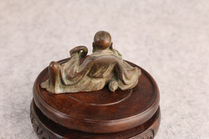 Chinese tibet buddha blessing arhat Figure statue rare bronze temple tea pet