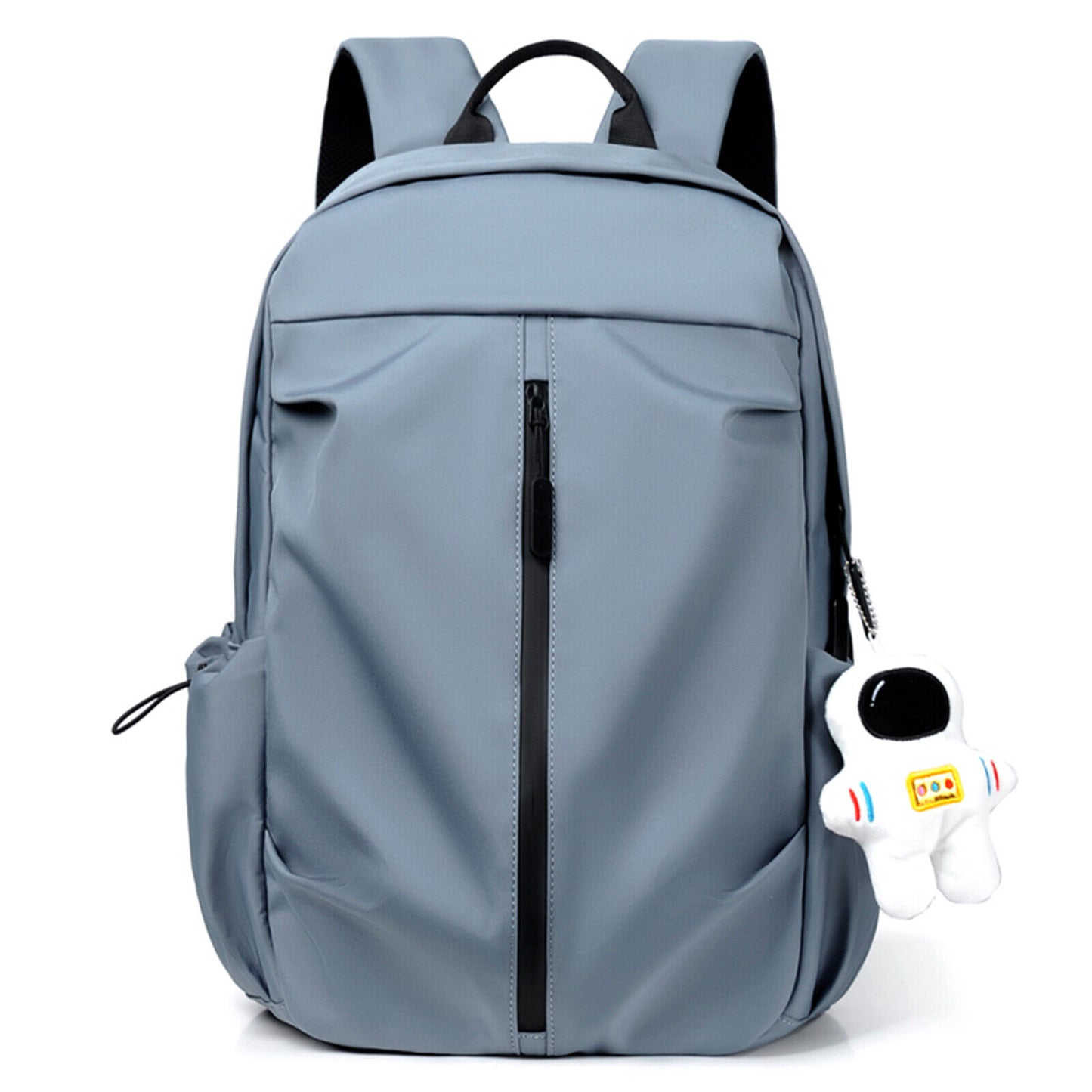 Backpack Men Laptop Backpacks Oxford Black Solid High School Bags w/ Pendant