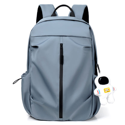 Backpack Men Laptop Backpacks Oxford Black Solid High School Bags w/ Pendant