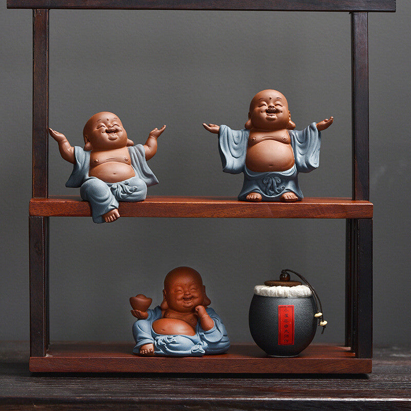 on sales yixing zisha purple clay tea pet Buddha for shelf wealth bring tea play