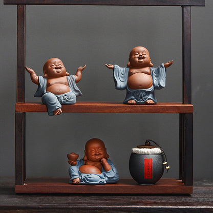 on sales yixing zisha purple clay tea pet Buddha for shelf wealth bring tea play