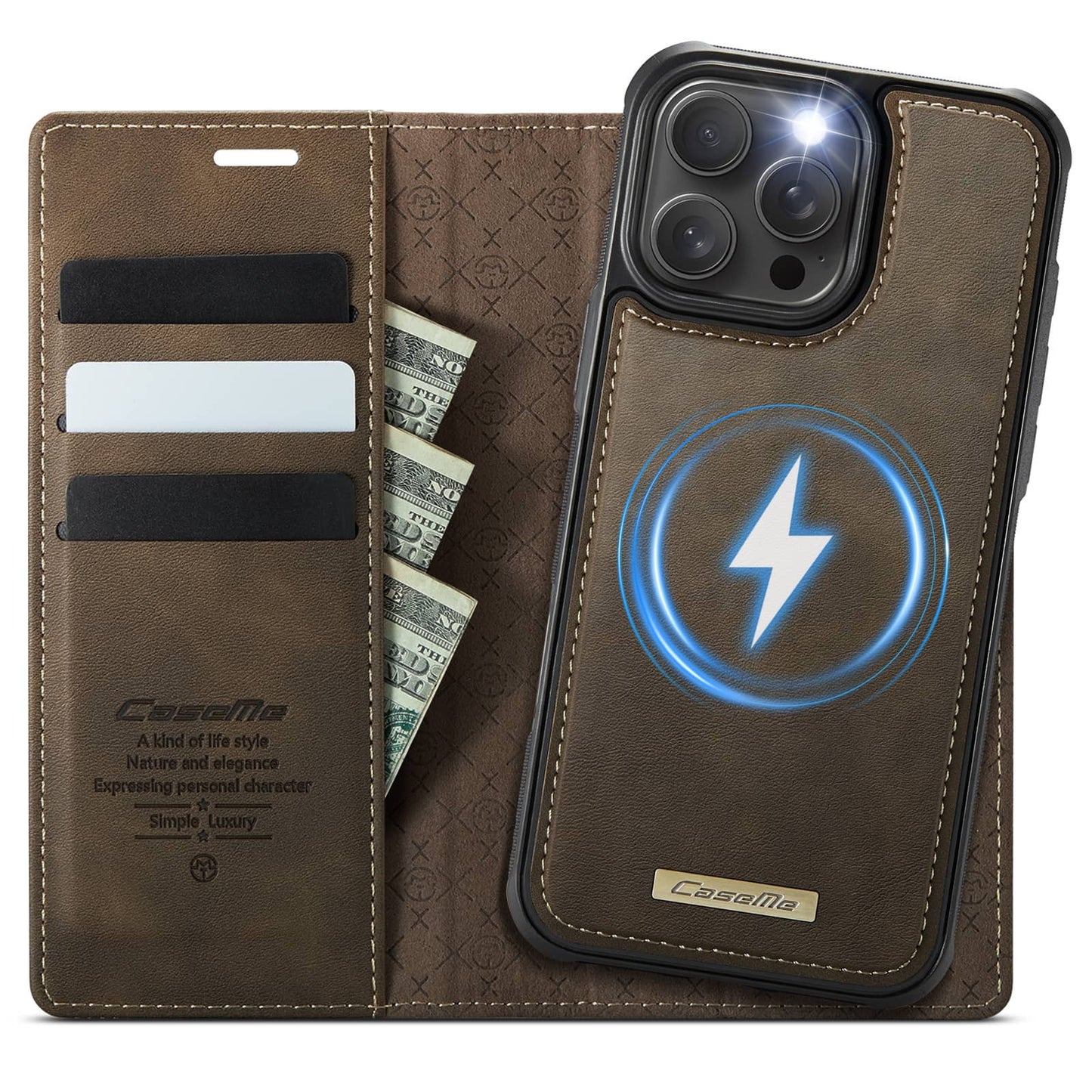 For iPhone 16e 16 15 14 13 12 11 Pro Max Detachable Wallet Case with Magsafe