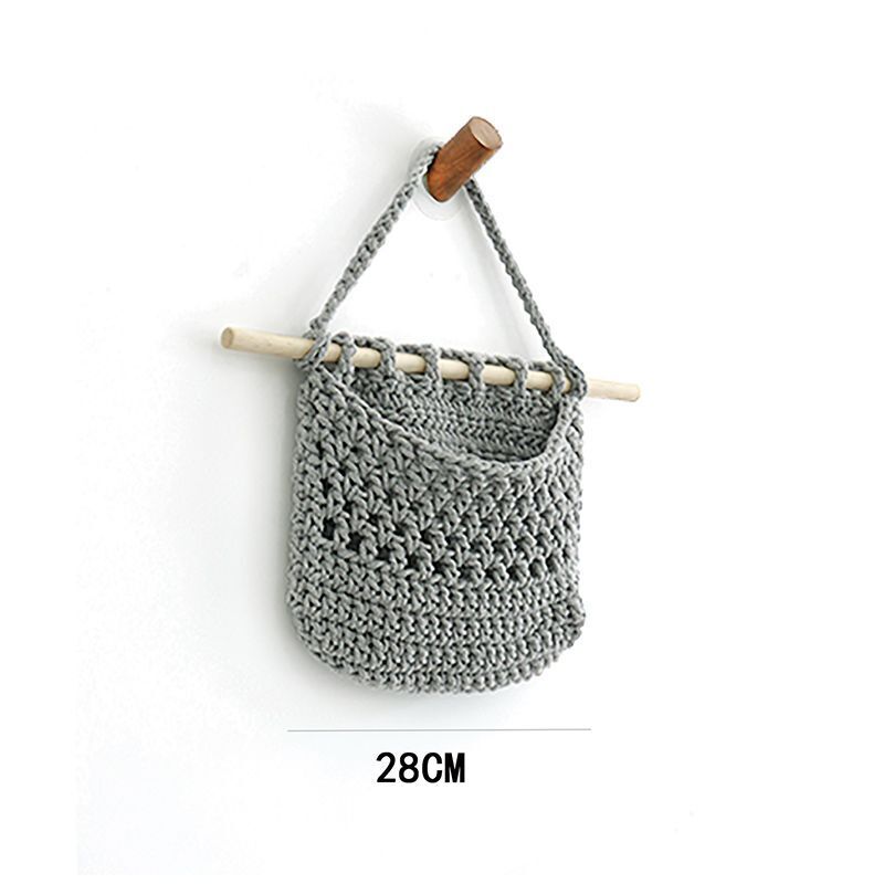Hanging Fruit Basket Handmade Woven Jute Vegetable Storage Bag Kitchen Organizer