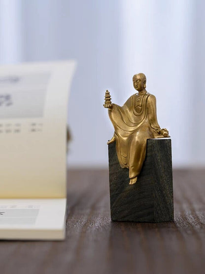 Bronze statue hand-carved Buddha View Yin Bodhisattva decoration -