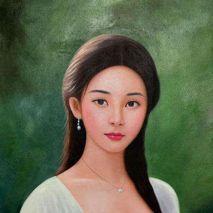 Chinese Hand Painted Canvas Oil Painting Beautiful Woman By Leng Jun 冷军 19010