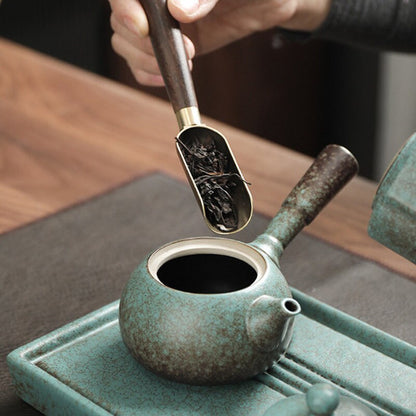 Green Ceramic Kyusu Teapots Asian Tea Pot 200ml