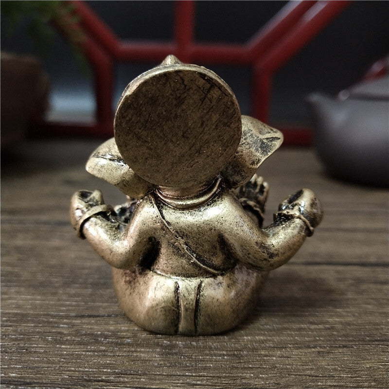 1.89" Bronze Color Lord Ganesha Statue Buddha Ornaments Elephant God Sculpture