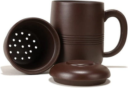 4.9" Chinese Yixing Purple Clay Manual Teacup Filter Handmade Infuser Cup Mugs