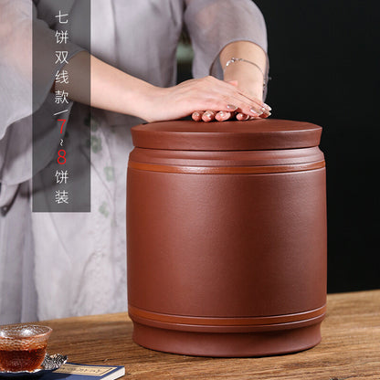 7 Layers Tea Cainster With Lid Real Yixing Zisha Jar For Pu'er Tea Cake Sealed