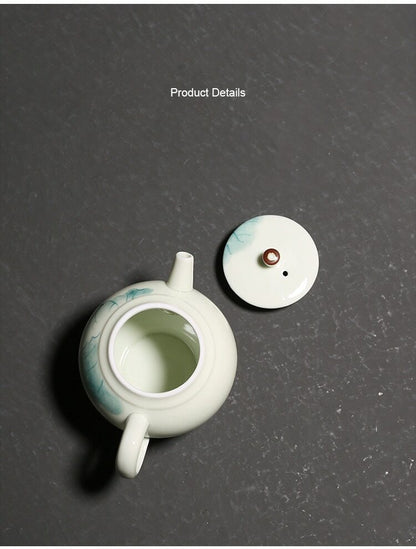 150ml Porcelain Hand Painted Lotus Pattern Teapot Chinese Kung Fu Drinkware