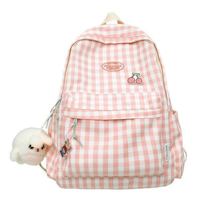 Lattice Backpack Laptop Bag College Plaid Backpack Travel Student Bag 31*15*44CM
