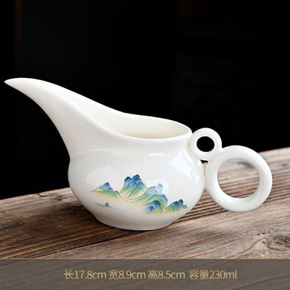 White Porcelain Long Mouthed Fair Cup Tea Set Fair Cup Separator Tea Accessories