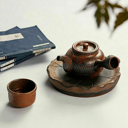 Pottery Holder For Tea Pot Reservoir Plate Antique Style Crude Pottery Round New