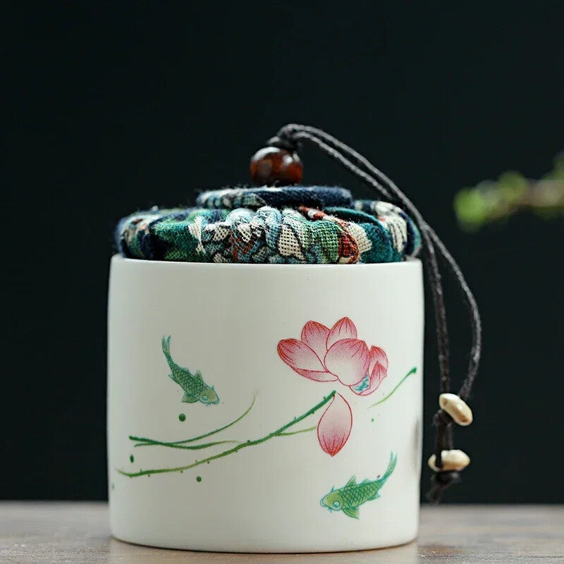 Ceramic Tea Caddy Tieguanyin Storage Tank Portable Travel Tea Box Sealed Tea Jar