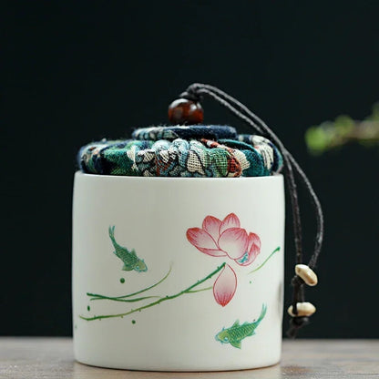 Ceramic Tea Caddy Tieguanyin Storage Tank Portable Travel Tea Box Sealed Tea Jar