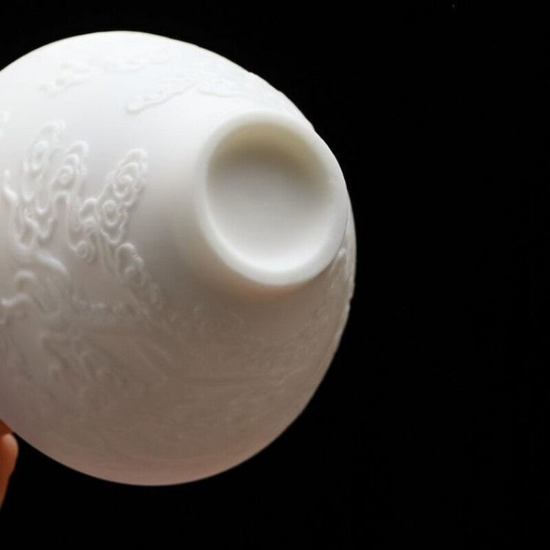 on sales porcelain tea cup dragon relief 60ml white china ceramic master cup new