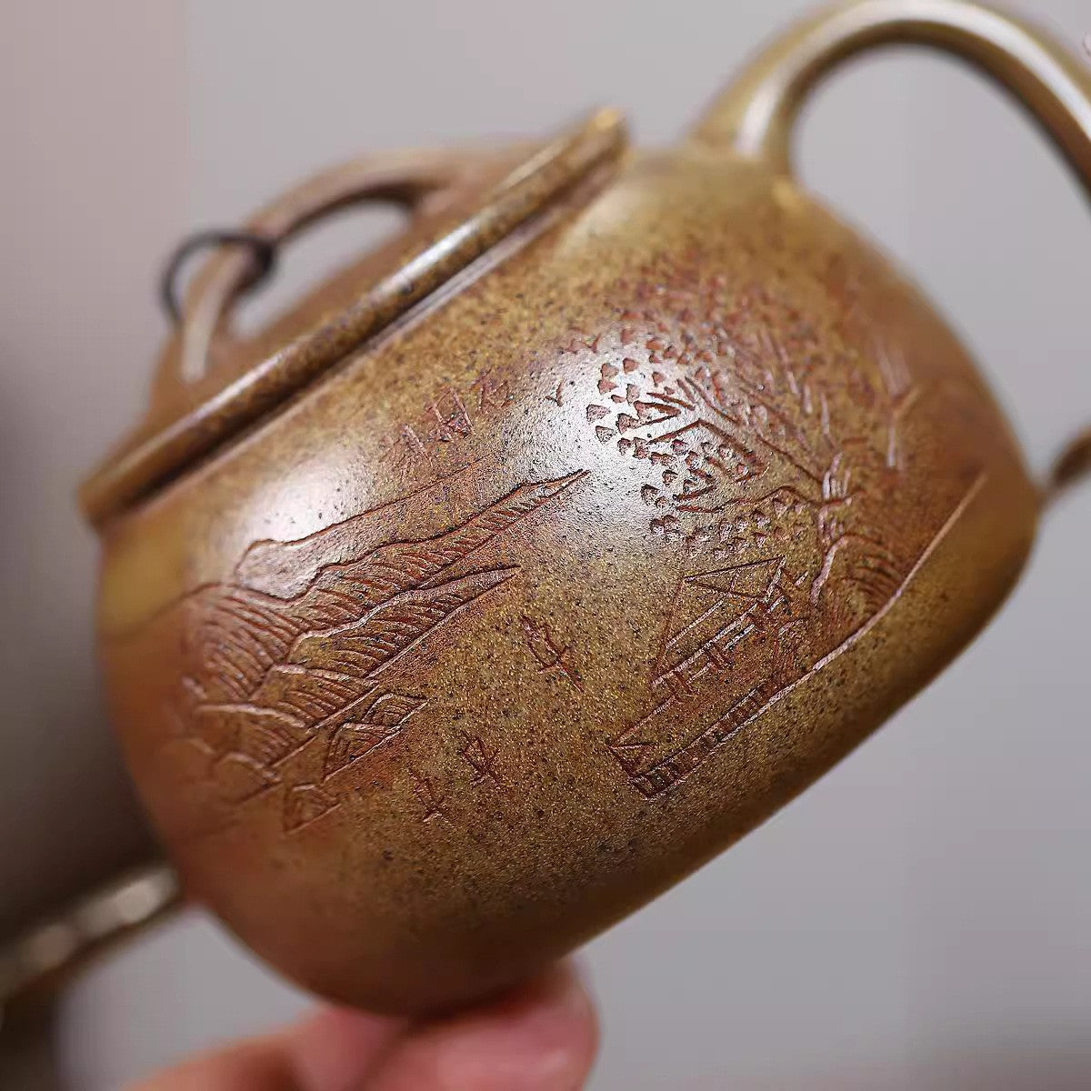 Hand-engraved Calligraphy Painting Original Duan Clay Yixing Purple Clay Tea Pot