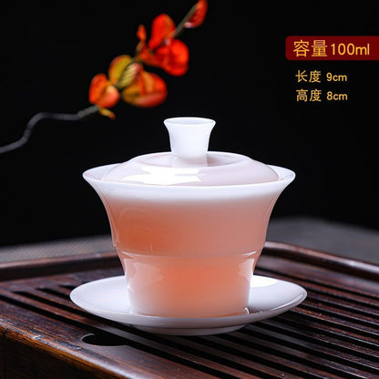 Ice Jade Porcelain Tea Set Ultra Thin Tire Gaiwan White Porcelain Tea Infuser